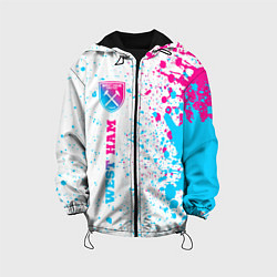 Куртка с капюшоном детская West Ham neon gradient style по-вертикали, цвет: 3D-черный