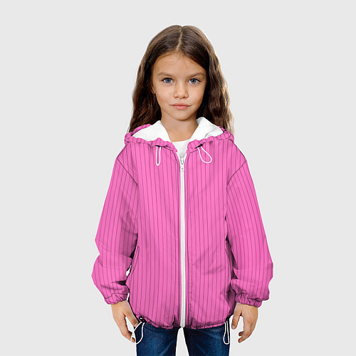 Детская куртка Фуксия в тонкую полоску / 3D-Белый – фото 3