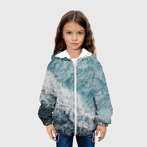 Детская куртка Морская бирюзовая волна / 3D-Белый – фото 3