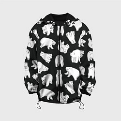 Куртка с капюшоном детская Узор белые медведи, цвет: 3D-черный