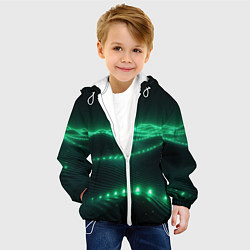 Куртка с капюшоном детская Круглый зеленый мистический фон, цвет: 3D-белый — фото 2