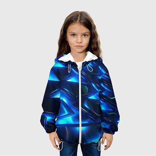 Детская куртка Синие абстрактные неоновые плиты / 3D-Белый – фото 3