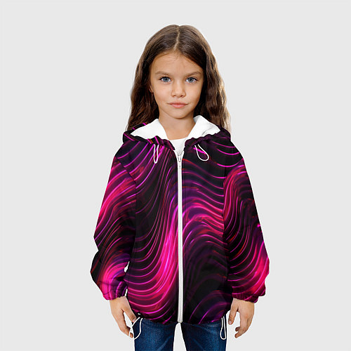 Детская куртка Неоновая яркая геометрическая абстракция со светом / 3D-Белый – фото 3