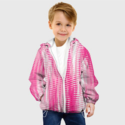 Куртка с капюшоном детская Бело-розовый полосатый, цвет: 3D-белый — фото 2