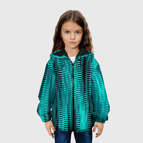 Детская куртка Бирюзовый абстрактные полосы / 3D-Черный – фото 3