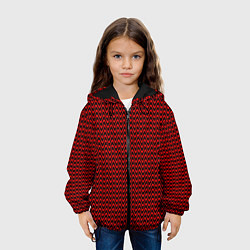 Куртка с капюшоном детская Красно-чёрный волнистые линии, цвет: 3D-черный — фото 2