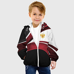 Куртка с капюшоном детская Униформа Россия - бордовая, цвет: 3D-белый — фото 2