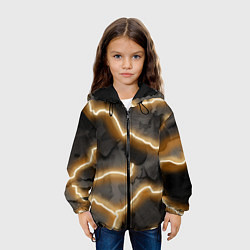 Куртка с капюшоном детская Электрический удар молнии паттерн, цвет: 3D-черный — фото 2
