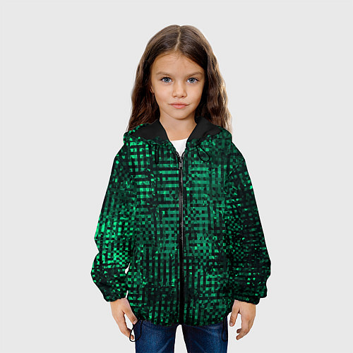Детская куртка Чёрно-зелёный абстрактный / 3D-Черный – фото 3