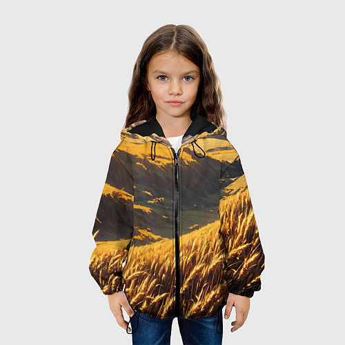 Детская куртка Пшеничное поле - аниме / 3D-Черный – фото 3