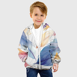 Куртка с капюшоном детская Акварельные перья, цвет: 3D-белый — фото 2