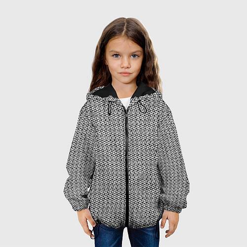 Детская куртка Чёрно-белый текстурированный полосы / 3D-Черный – фото 3