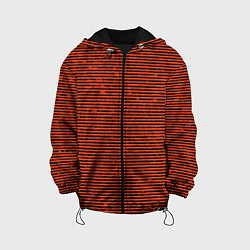 Куртка с капюшоном детская Чёрно-оранжевый полосатый, цвет: 3D-черный