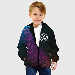 Куртка с капюшоном детская Volkswagen neon hexagon, цвет: 3D-черный — фото 2