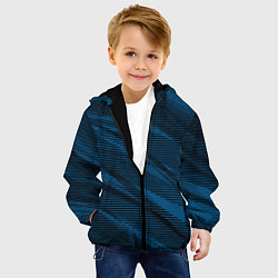 Куртка с капюшоном детская Полосатый чёрно-синий, цвет: 3D-черный — фото 2