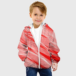 Куртка с капюшоном детская Полосатый красно-белый, цвет: 3D-белый — фото 2