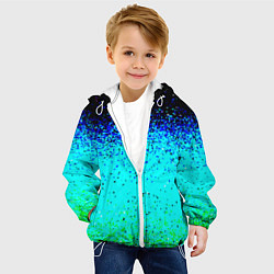 Куртка с капюшоном детская Пикселизация неоновых цветов, цвет: 3D-белый — фото 2