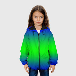 Куртка с капюшоном детская Зелёный градиент текстура, цвет: 3D-черный — фото 2