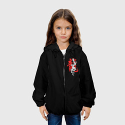 Куртка с капюшоном детская Иероглиф - китайский дракон, цвет: 3D-черный — фото 2