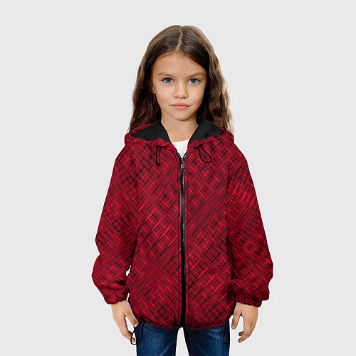 Детская куртка Тёмно-красный однотонный текстурированный / 3D-Черный – фото 3