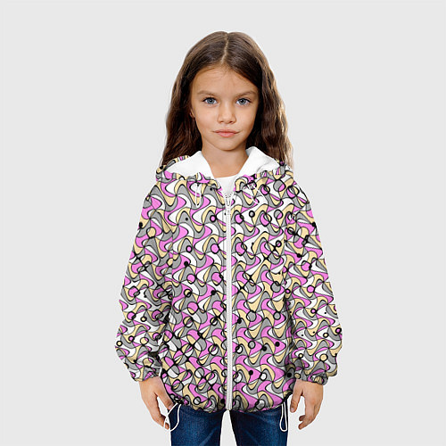 Детская куртка Абстрактный узор серо-розовый / 3D-Белый – фото 3