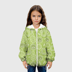 Куртка с капюшоном детская Зеленый цветочный - паттерн смайлики, цвет: 3D-белый — фото 2