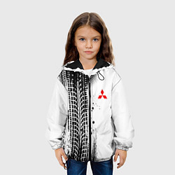 Куртка с капюшоном детская Митсубиси - следы от колес, цвет: 3D-черный — фото 2