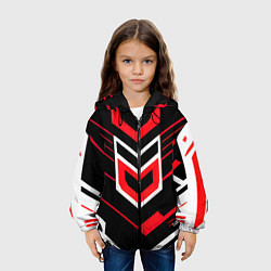Куртка с капюшоном детская Полосы и красно-белый шестиугольник, цвет: 3D-черный — фото 2