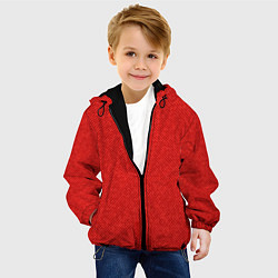 Куртка с капюшоном детская Красный однотонный текстурованный, цвет: 3D-черный — фото 2
