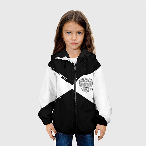 Детская куртка Герб рф абстрактные краски / 3D-Черный – фото 3