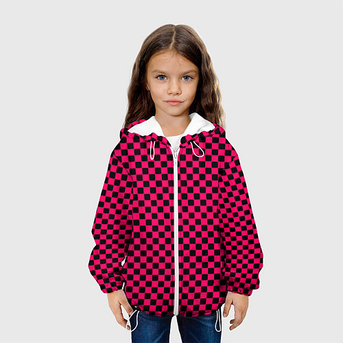 Детская куртка Паттерн розовый клетка / 3D-Белый – фото 3
