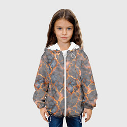 Куртка с капюшоном детская Текстура треснувшего темно-серого мрамора, цвет: 3D-белый — фото 2