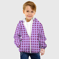 Куртка с капюшоном детская Сиреневый паттерн в горошек, цвет: 3D-белый — фото 2