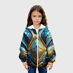 Куртка с капюшоном детская Объемная синяя текстурная кожа, цвет: 3D-белый — фото 2