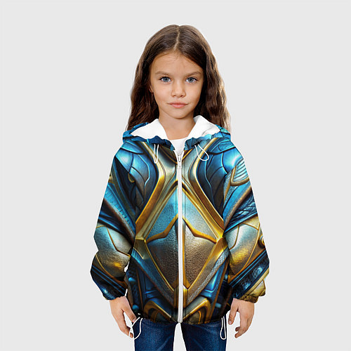 Детская куртка Объемная синяя текстурная кожа / 3D-Белый – фото 3