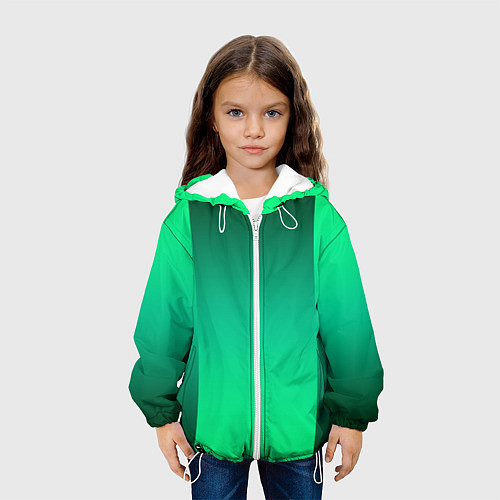Детская куртка Яркий зеленый градиентный комбинированный фон / 3D-Белый – фото 3