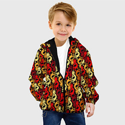 Куртка с капюшоном детская Кокопелли - паттерн, цвет: 3D-черный — фото 2