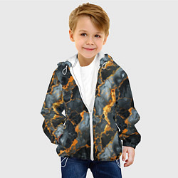 Куртка с капюшоном детская Черный мрамор с золотом, цвет: 3D-белый — фото 2