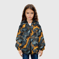 Куртка с капюшоном детская Золотой мрамор, цвет: 3D-черный — фото 2