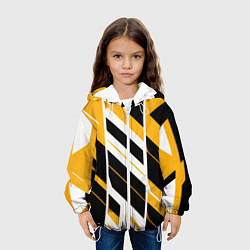 Куртка с капюшоном детская Black and yellow stripes on a white background, цвет: 3D-белый — фото 2