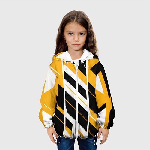 Детская куртка Black and yellow stripes on a white background / 3D-Белый – фото 3