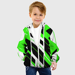 Куртка с капюшоном детская Black and green stripes on a white background, цвет: 3D-белый — фото 2