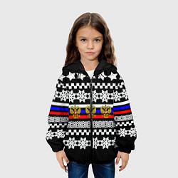 Куртка с капюшоном детская Rusiia winter pattern, цвет: 3D-черный — фото 2