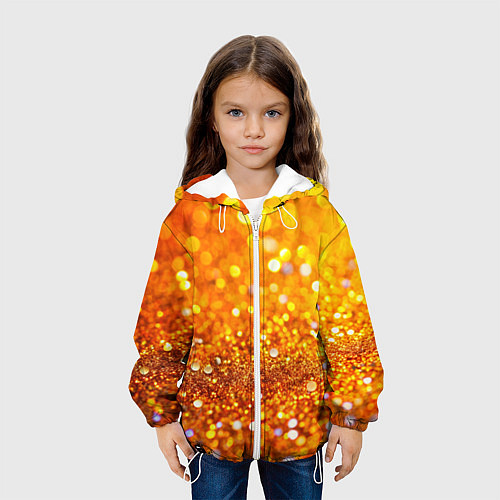 Детская куртка Оранжевые и желтые блестяшки боке / 3D-Белый – фото 3