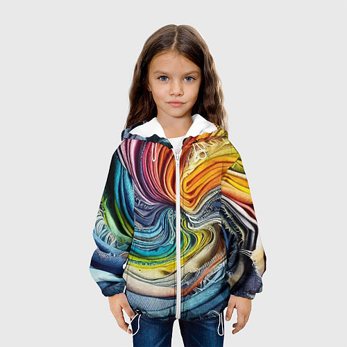 Детская куртка Красочная джинсовая воронка / 3D-Белый – фото 3