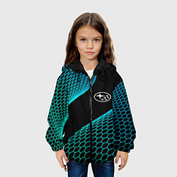 Куртка с капюшоном детская Subaru electro hexagon, цвет: 3D-черный — фото 2