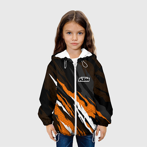 Детская куртка KTM - Рваный гексагон / 3D-Белый – фото 3