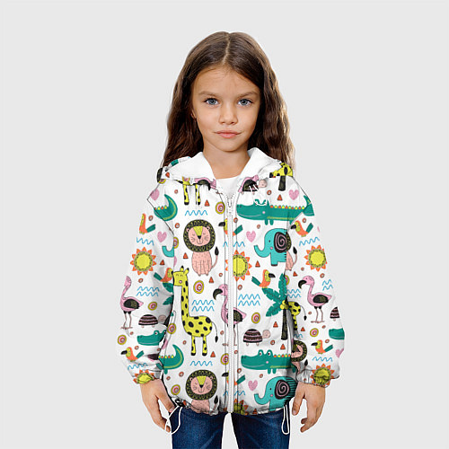 Детская куртка Животные джунглей / 3D-Белый – фото 3
