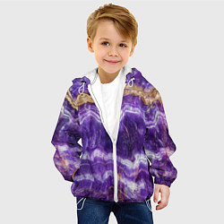 Куртка с капюшоном детская Чароит камень - абстрактная текстура, цвет: 3D-белый — фото 2