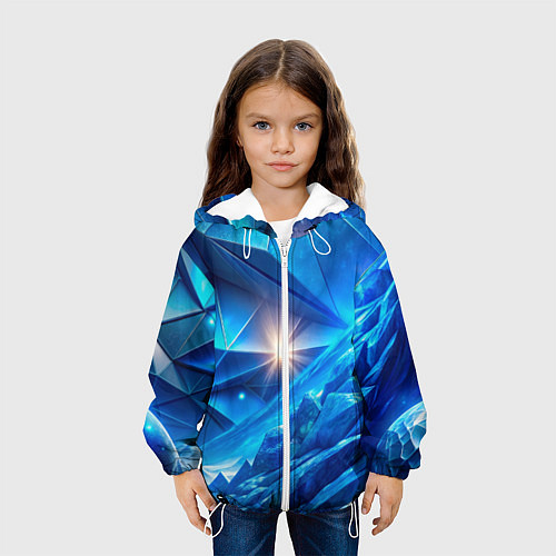 Детская куртка Синяя объемная абстракция со вспышкой / 3D-Белый – фото 3